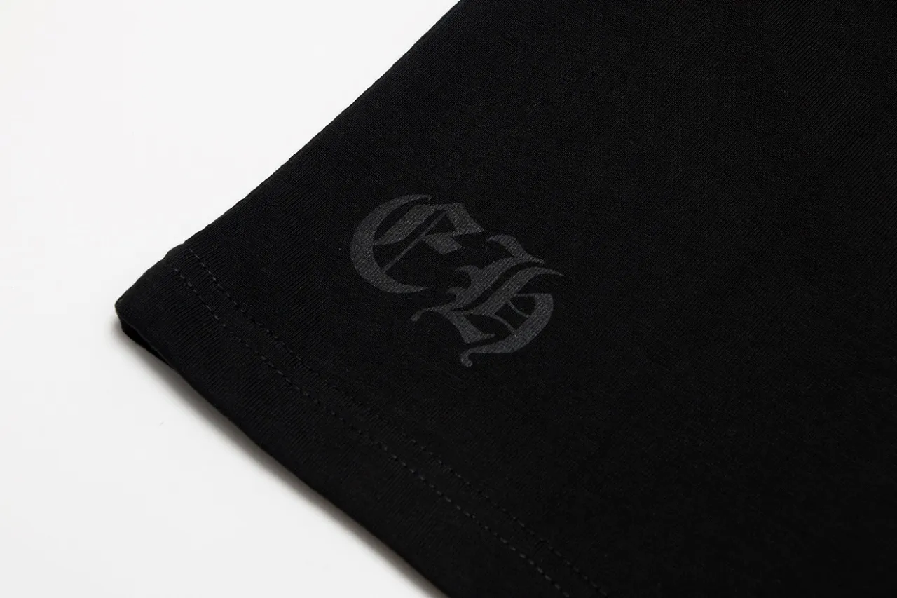 P150 Chrome Hearts Chrome Hearts Sanskrit Watch Bag Neck Letter Printed Short Sleeves Size: SMLXL Color: Black White